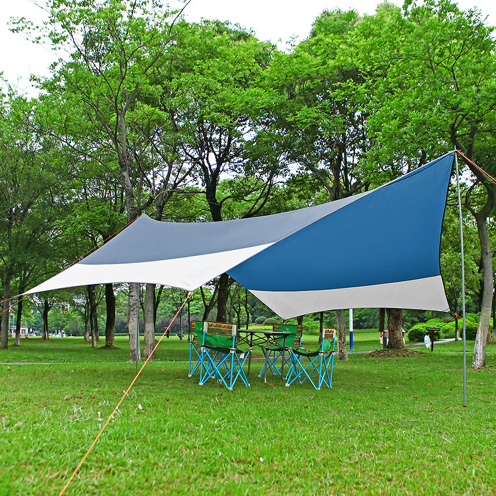 Camping Tent Tarp Shelter 4.4m x 4.4m | Lightweight Waterproof Rain Tarpaulin| Hiking, Hammock, Backpacking, Picnic