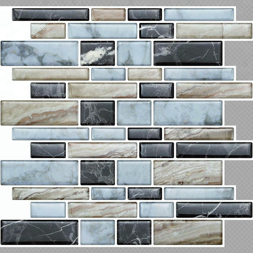 PVC self adhesive customized removable 3d panel wallpaper gel sticker mosaic tile sticker for kitchen decoration