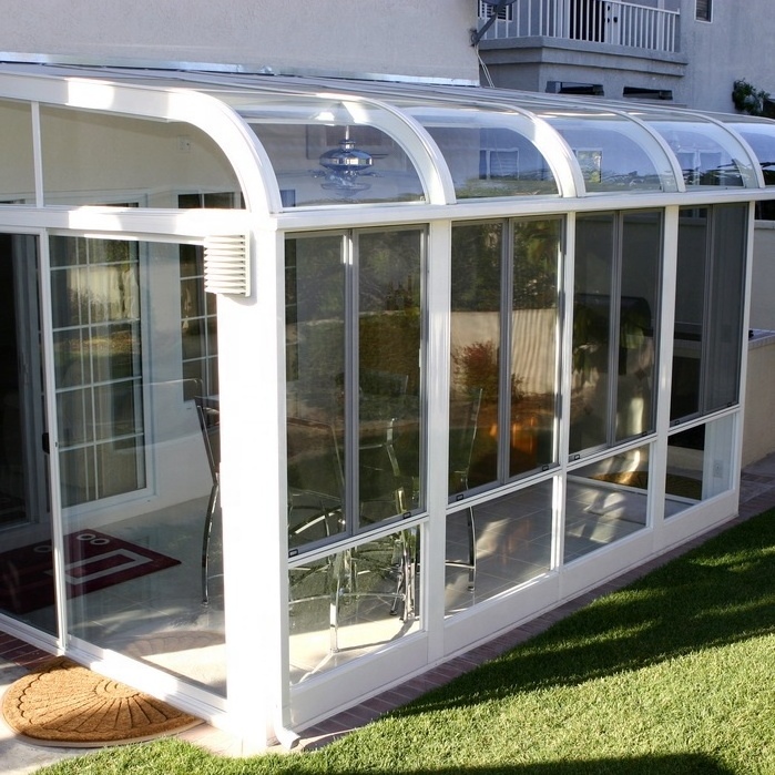 high quality portable curved glass roof winter garden aluminum sunroom