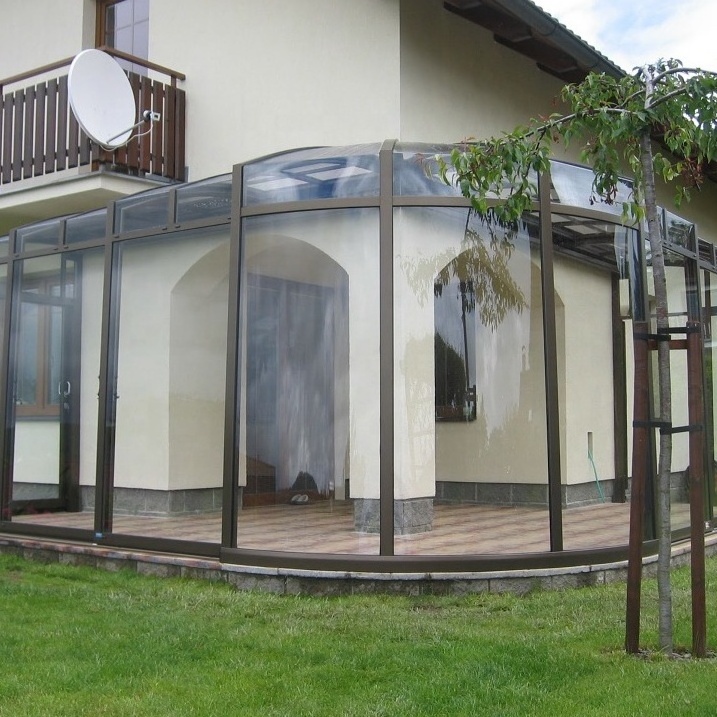 high quality portable curved glass roof winter garden aluminum sunroom