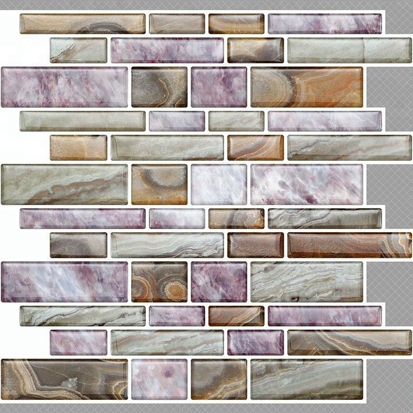 PVC self adhesive customized removable 3d panel wallpaper gel sticker mosaic tile sticker for kitchen decoration