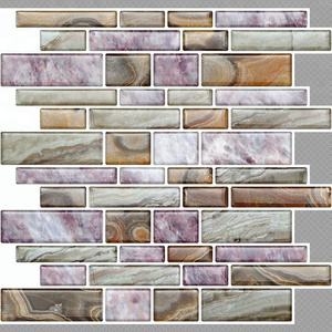 PVC self adhesive customized removable 3d panel wallpaper gel sticker mosaic tile sticker for kitchen decoration