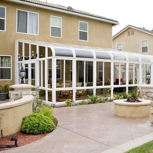 high quality portable curved glass roof winter garden aluminum sunroom