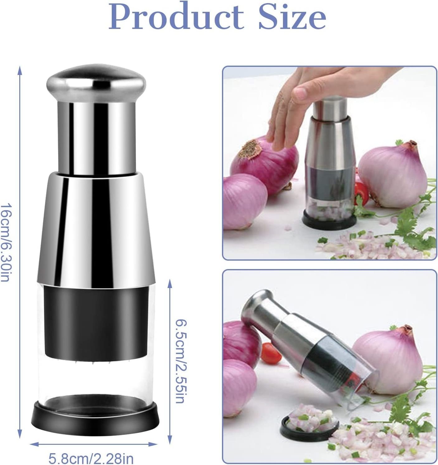 Pressed Garlic Chopper Upgraded Stainless Steel 304 Garlic Masher Multifunctional Manual Onion Peppers Chopper Garlic Crusher