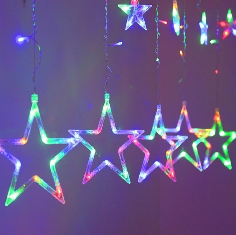 6 big and small stars Led Lamp Indoor le Curtain Lights full of stars String lights decorated Christmas New Year holiday lights