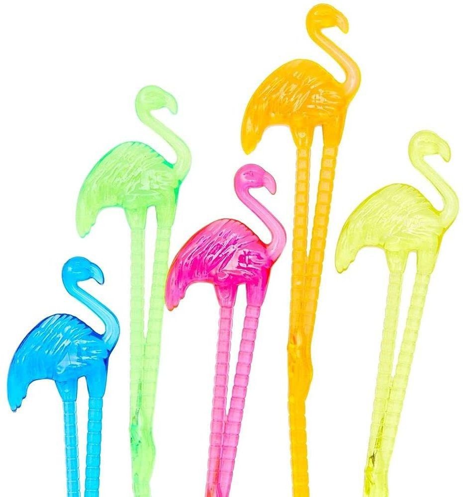 Flamingo Plastic Cocktail Stick Coffee Milk Tea Drink Swizzle Stirrer Stick