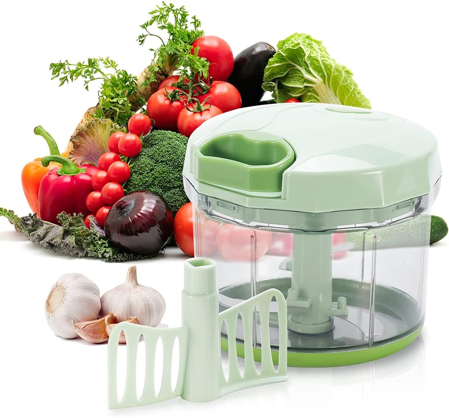 Hand Chopper Manual Food Chopper with Cord Mechanism Vegetable Cutter Pull Chopper Vegetable Slicer