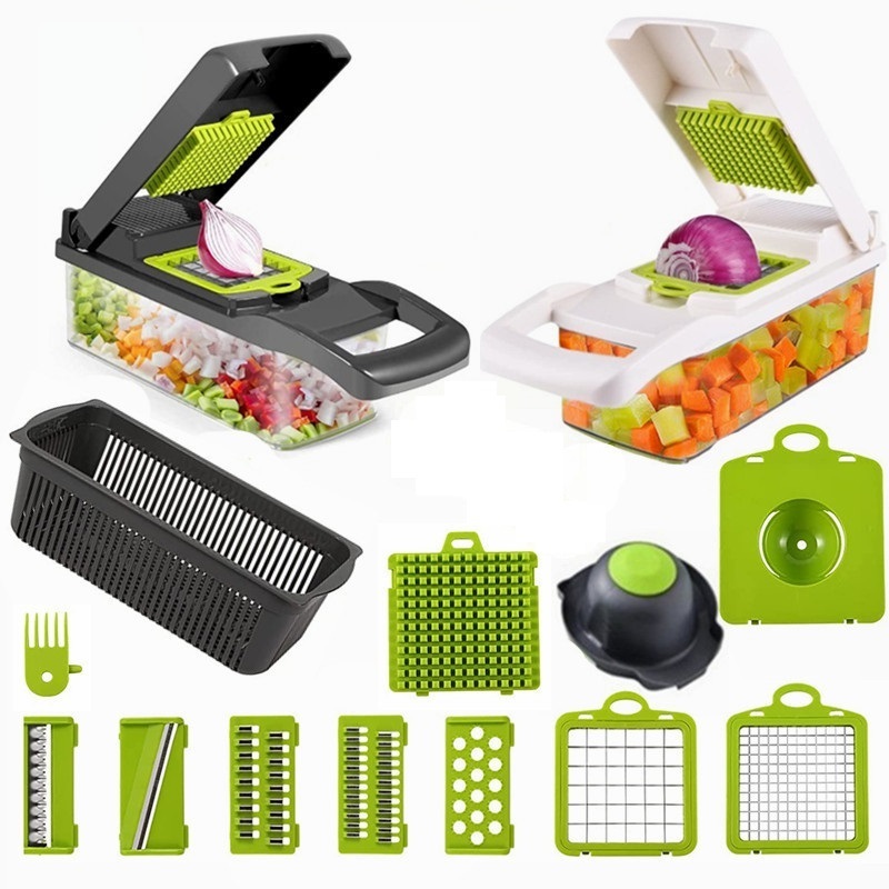 HOMEWIN Kitchen Tools & Gadgets Multi 12 In 1 Manual Mandoline Fruits Slicer Vegetable Cutter Onion Dicer Vegetable Chopper