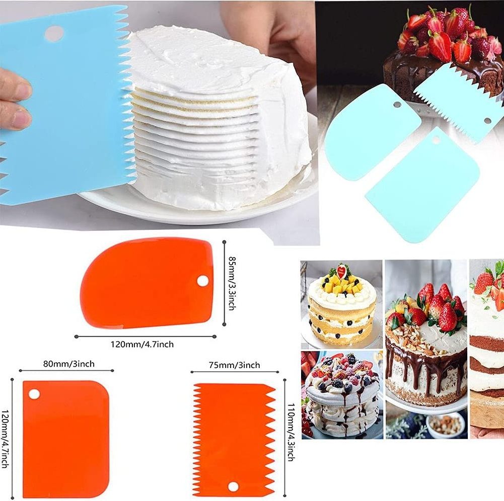 Cake Scraper Smoother Tool Set,6 pcs Cake Smoothing Cutter Plate Tool Combo Cake Icing Scrapper