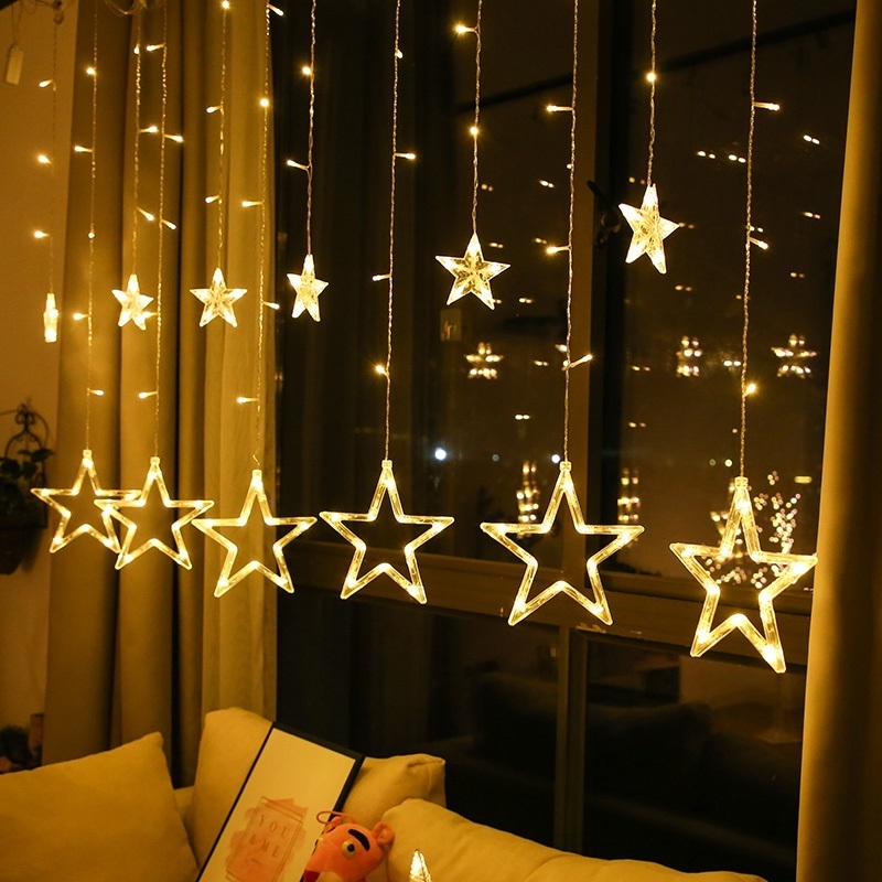 6 big and small stars Led Lamp Indoor le Curtain Lights full of stars String lights decorated Christmas New Year holiday lights