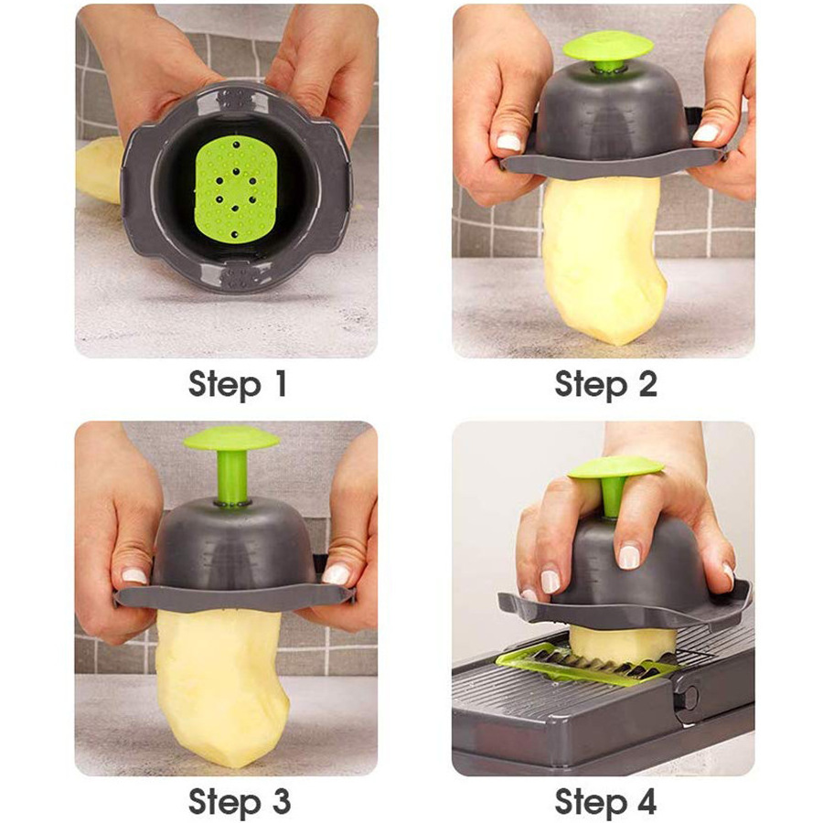 HOMEWIN Kitchen Tools & Gadgets Multi 12 In 1 Manual Mandoline Fruits Slicer Vegetable Cutter Onion Dicer Vegetable Chopper