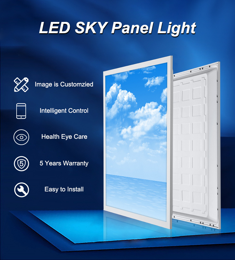 Skylight blue sky clouds recessed 600x600mm 300x1200mm decorative led ceiling panel light,decorative plate led panel