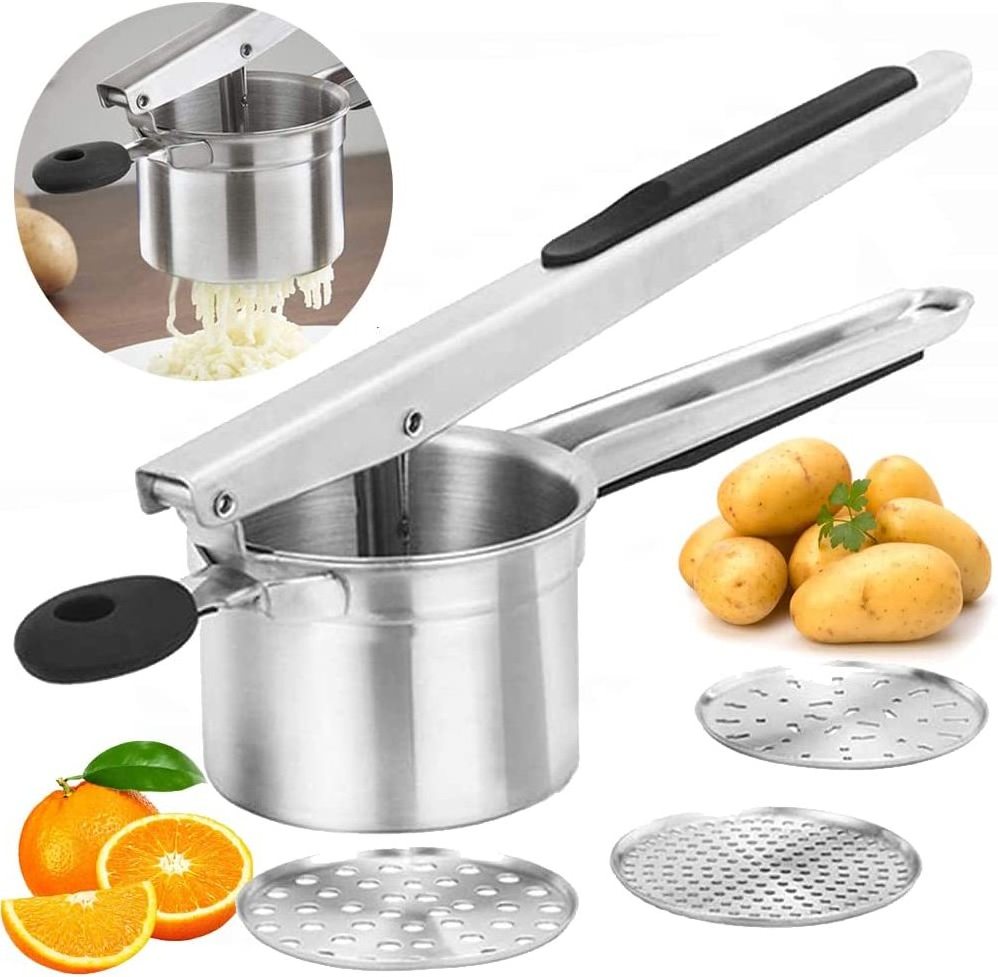 Large Capacity Potato Ricer Potato Ricer and Masher with 3 Interchangeable Discs Silicone Grip Handles