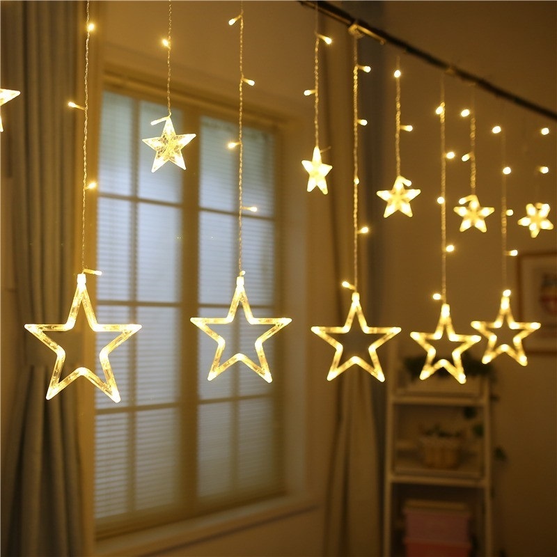 6 big and small stars Led Lamp Indoor le Curtain Lights full of stars String lights decorated Christmas New Year holiday lights