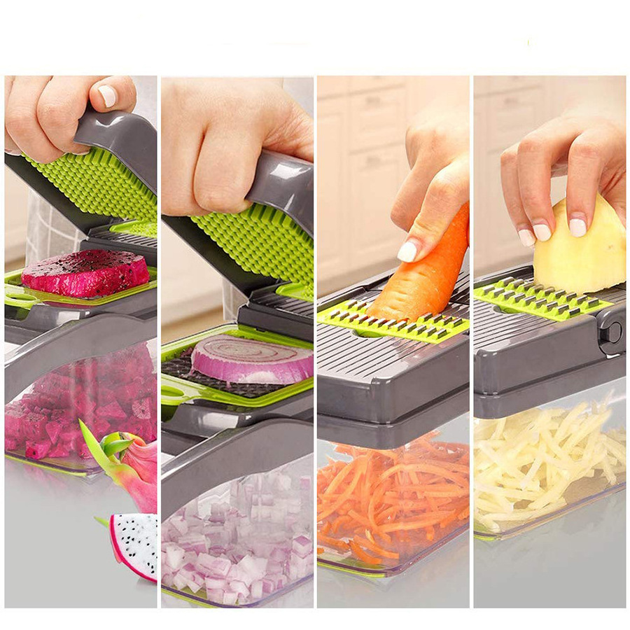 HOMEWIN Kitchen Tools & Gadgets Multi 12 In 1 Manual Mandoline Fruits Slicer Vegetable Cutter Onion Dicer Vegetable Chopper