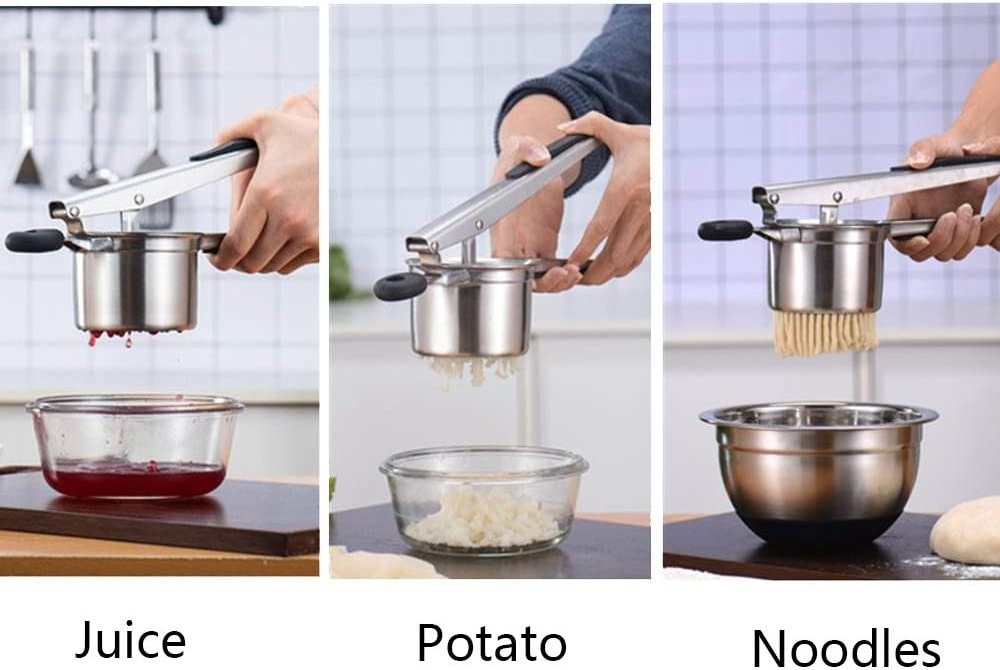 Large Capacity Potato Ricer Potato Ricer and Masher with 3 Interchangeable Discs Silicone Grip Handles