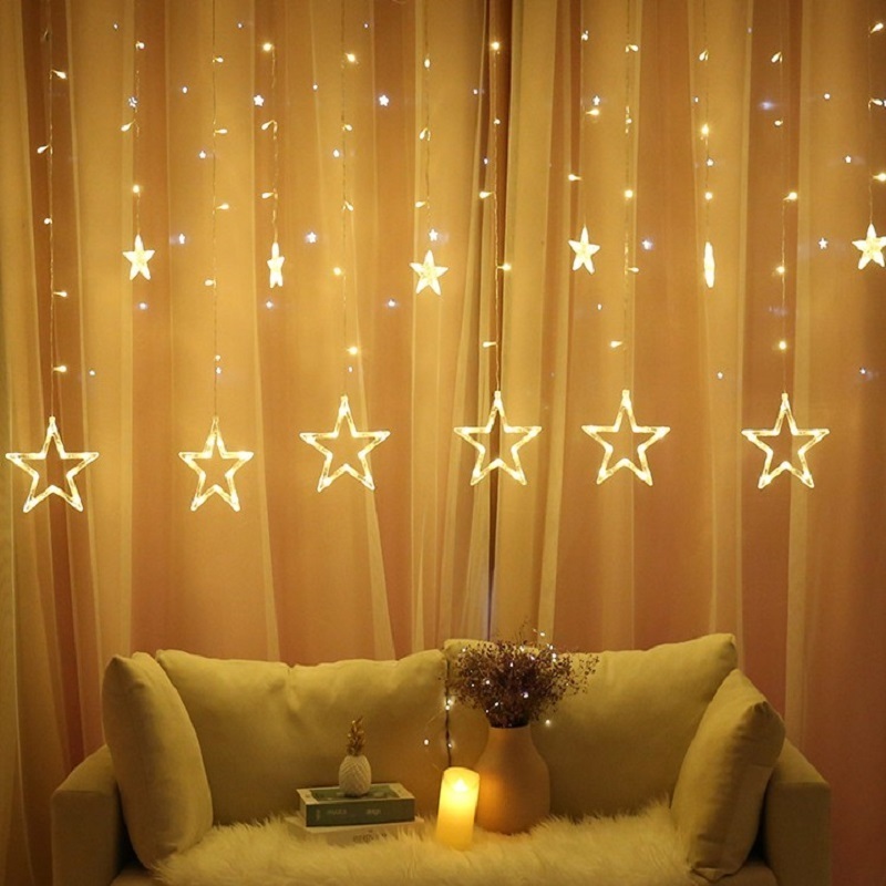 6 big and small stars Led Lamp Indoor le Curtain Lights full of stars String lights decorated Christmas New Year holiday lights