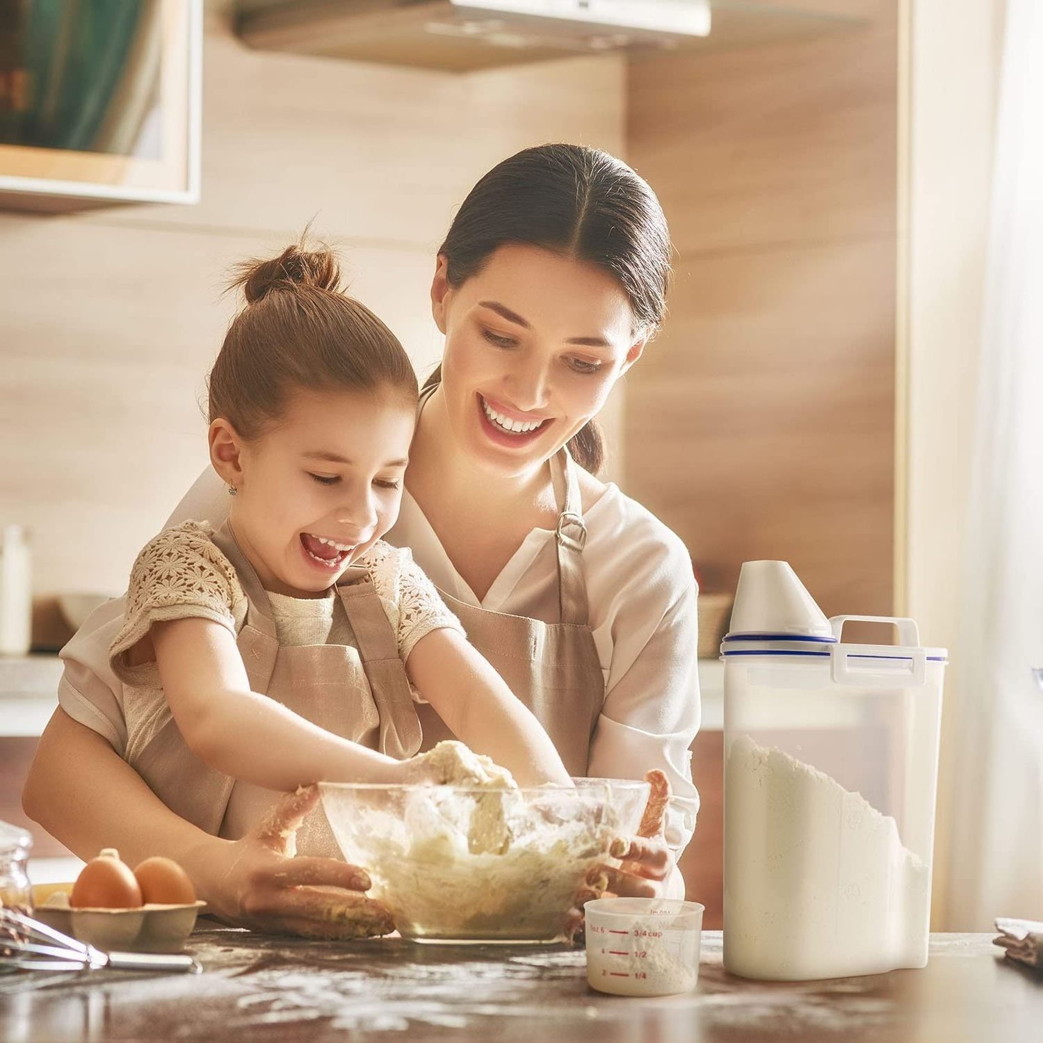 Oatmeal container Oatmeal dispenser - 2 pieces, airtight design Rice storage container + measuring cup + tip + 2kg capacity idea