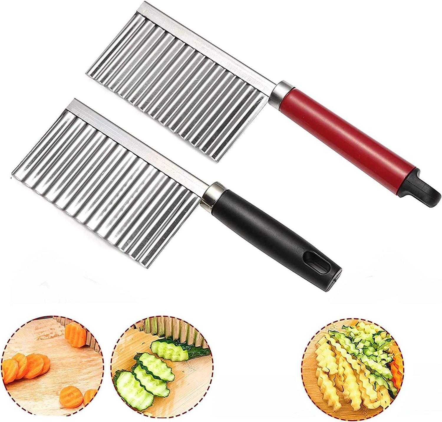 2 Pcs Potato Crinkle Cut knife Decorative Knife for Fruits and Vegetables Home Kitchen Wavy Blade Cutting Tool