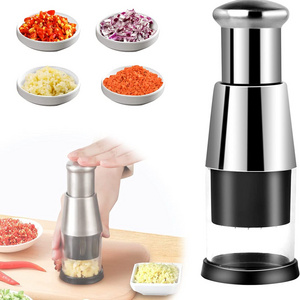 Pressed Garlic Chopper Upgraded Stainless Steel 304 Garlic Masher Multifunctional Manual Onion Peppers Chopper Garlic Crusher