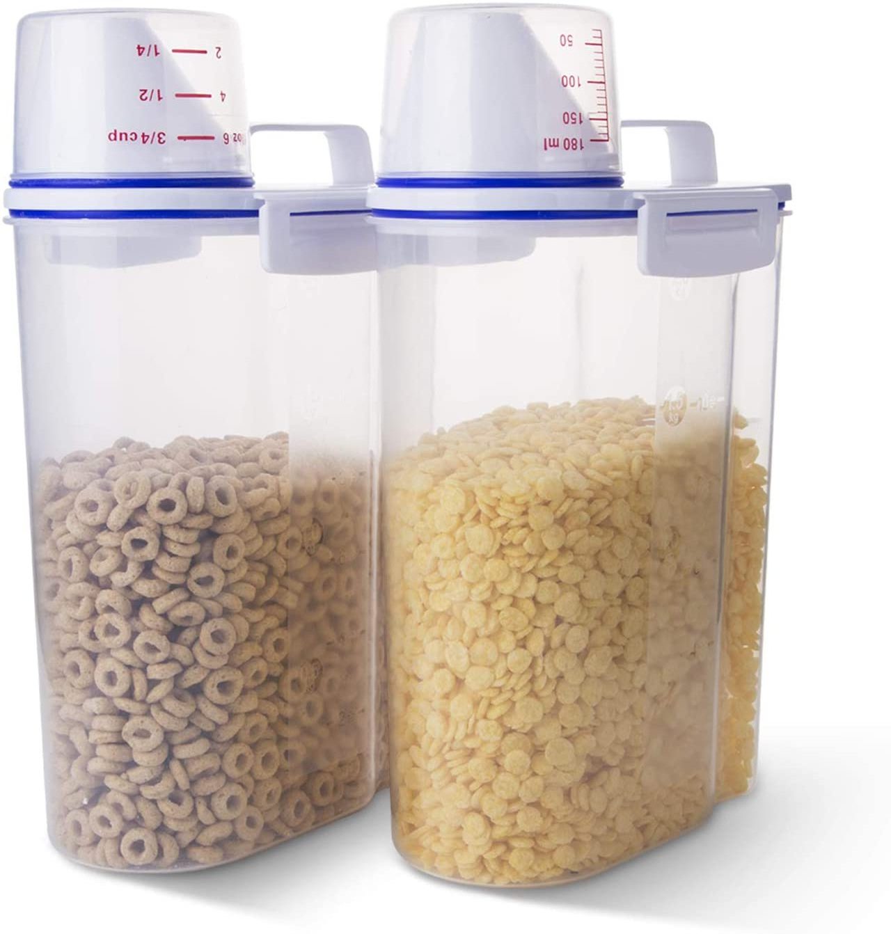 Oatmeal container Oatmeal dispenser - 2 pieces, airtight design Rice storage container + measuring cup + tip + 2kg capacity idea