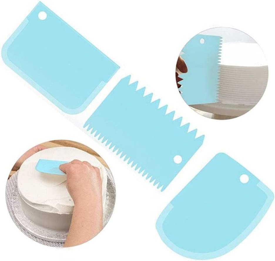 Cake Scraper Smoother Tool Set,6 pcs Cake Smoothing Cutter Plate Tool Combo Cake Icing Scrapper