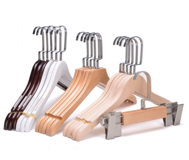 2020 wholesale wooden children garment Non-slip clothes hanger trousers rack for customized adults and kids hanger with clips