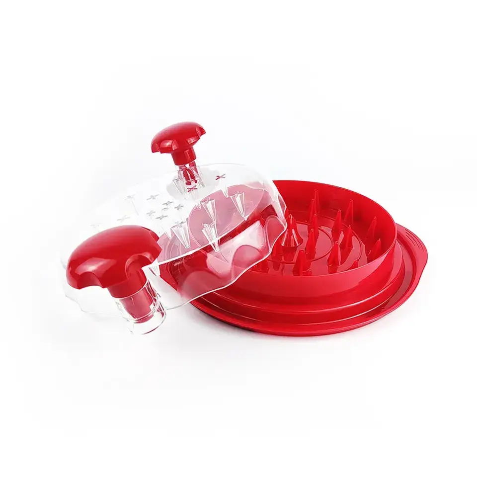 Round Chicken Bowl Twist Tool Shredder Chicken Meat Shredder with Non-skid Base Mat and Transparent Lid