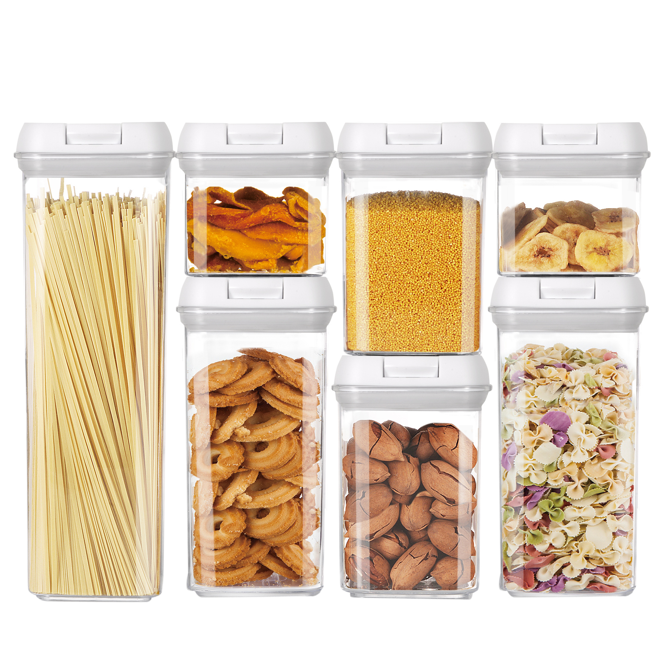 Airtight Food Storage Containers Cereal Containers 7 Piece Set with Easy Locke Lids BPA free Plastic for Kitchen Pantry Storage