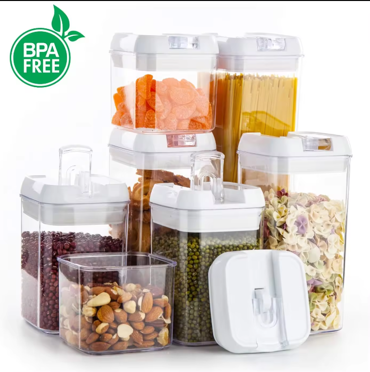 Airtight Food Storage Containers Cereal Containers 7 Piece Set with Easy Locke Lids BPA free Plastic for Kitchen Pantry Storage