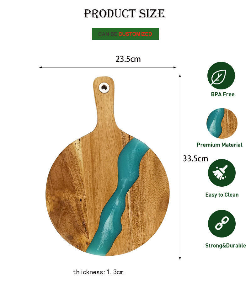 Best Selling wood charcuterie cutting board epoxy Chopping Serving Board resin cheese board with handle