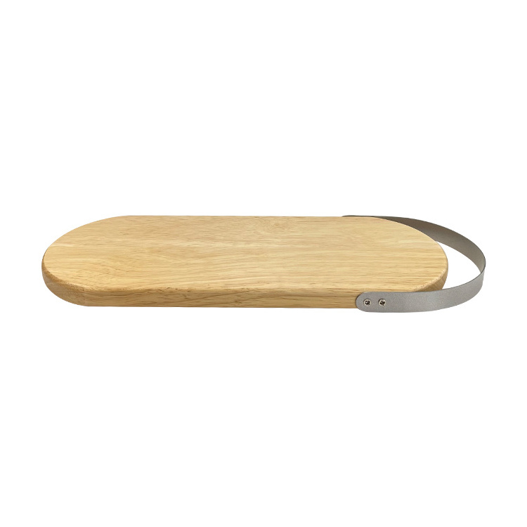 Homsense Wholesale rubber wood cutting board with stainless steel handle