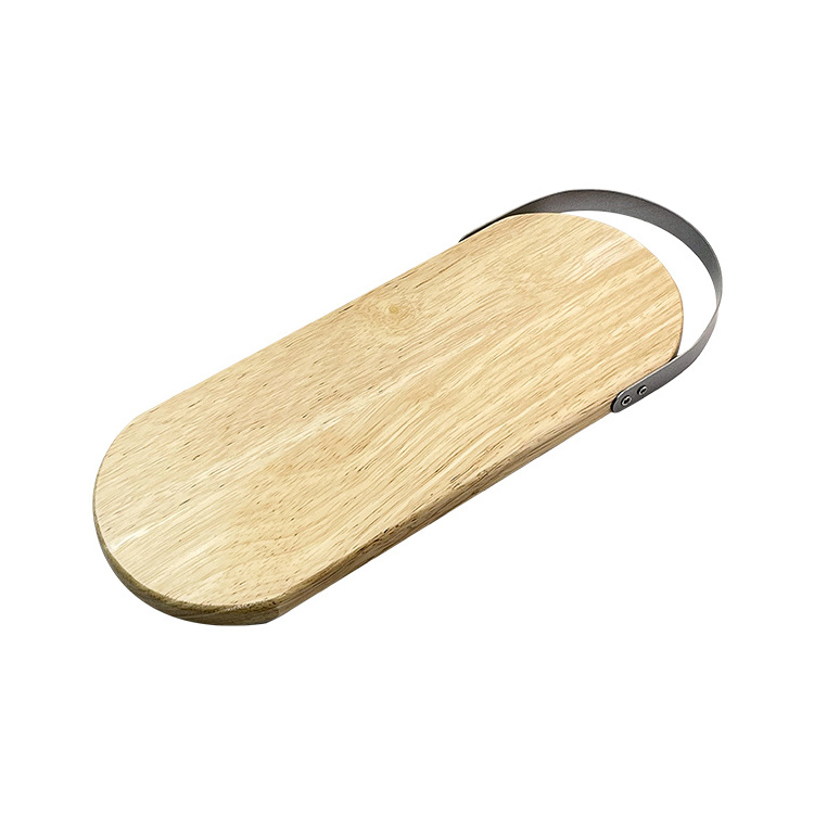 Homsense Wholesale rubber wood cutting board with stainless steel handle