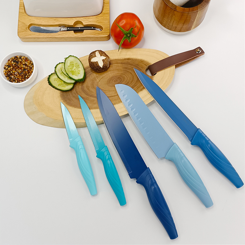 Wholesale custom kitchen chef knives & accessories 5 pcs colorful stainless steel Knife Set Kitchen