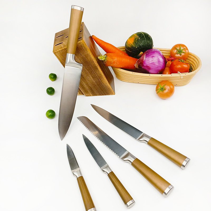 Factory custom stainless steel chef knife 6 pcs kitchen cooking stainless steel knife set