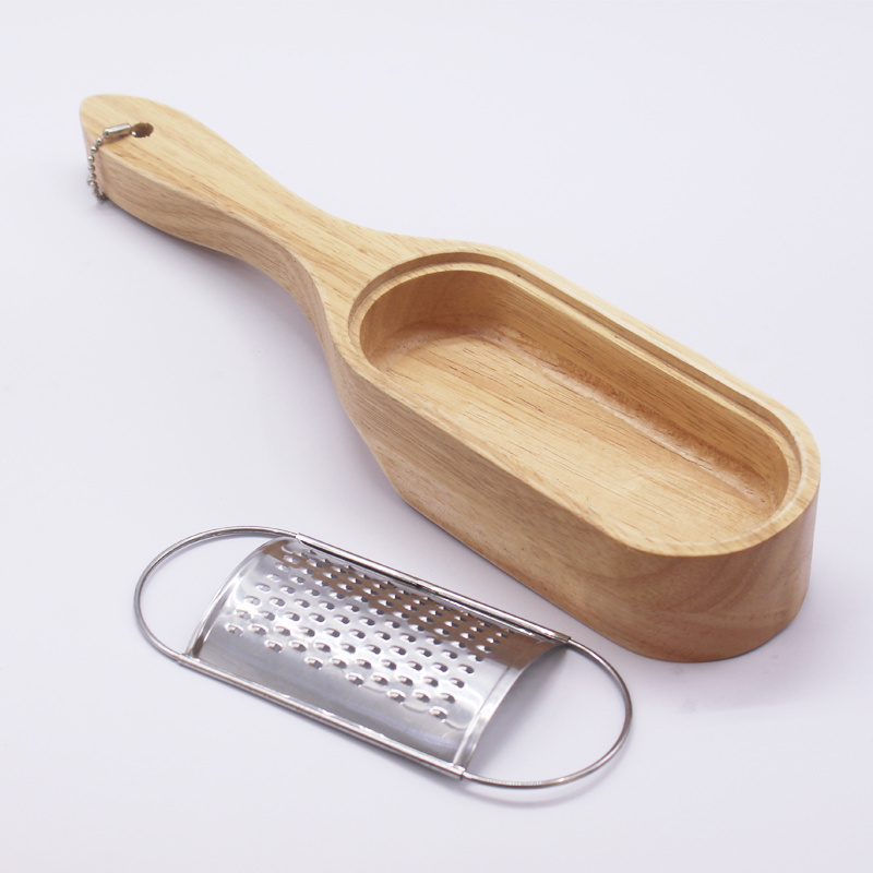 wholesale custom Rubber Wood Hand Cheese Grater Steel steel citrus zester & cheese grater with handle