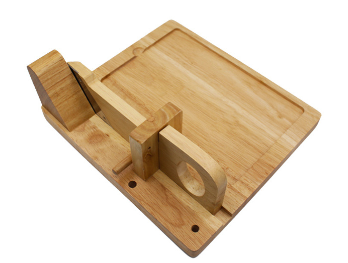 Kitchen Wooden Slicer Durable Steel Slate Board Rubber Stainless Steel Bamboo Sausage Cutter