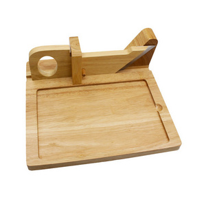 Kitchen Wooden Slicer Durable Steel Slate Board Rubber Stainless Steel Bamboo Sausage Cutter