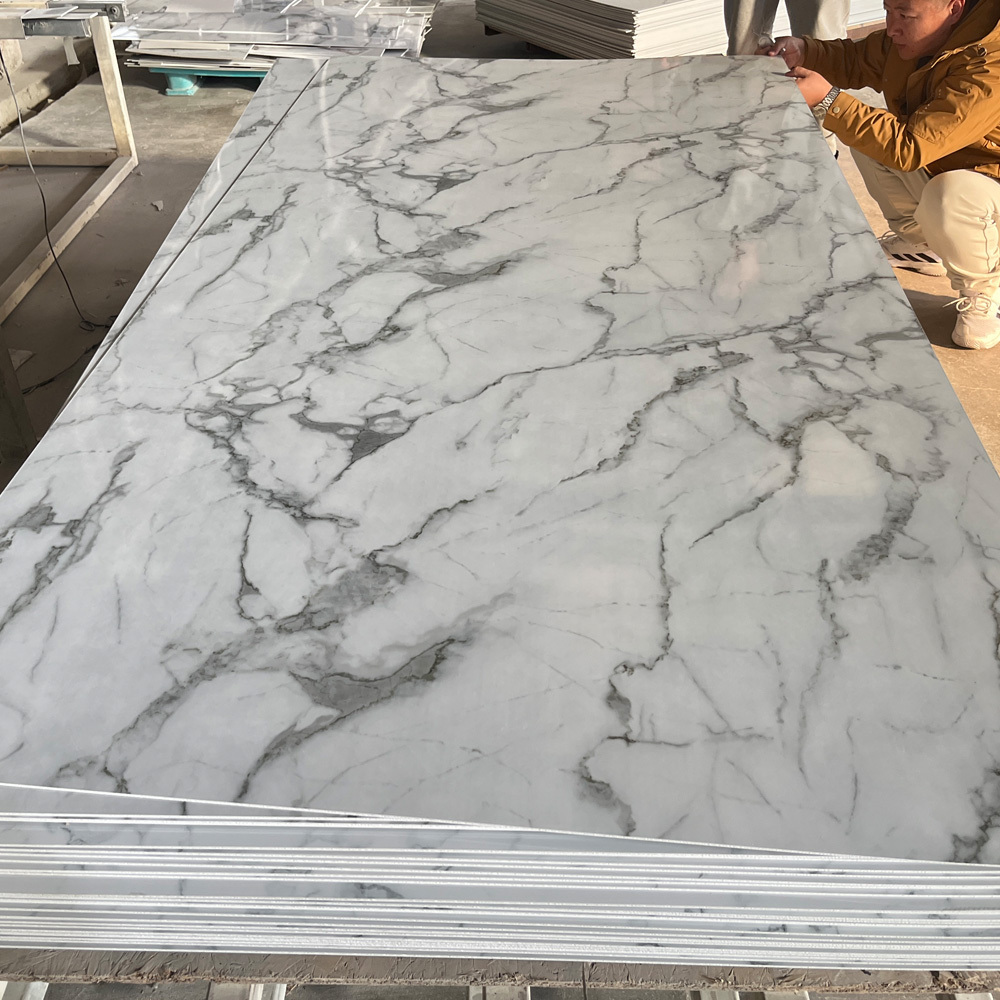 2023 Manufacturer Hotsale Stone Panels 4x8 Pvc Marble Sheet UV coating PVC wall panel PVC marble sheet new color low price