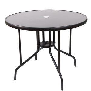 High quality morden round patio side table glass coffee umbrella table