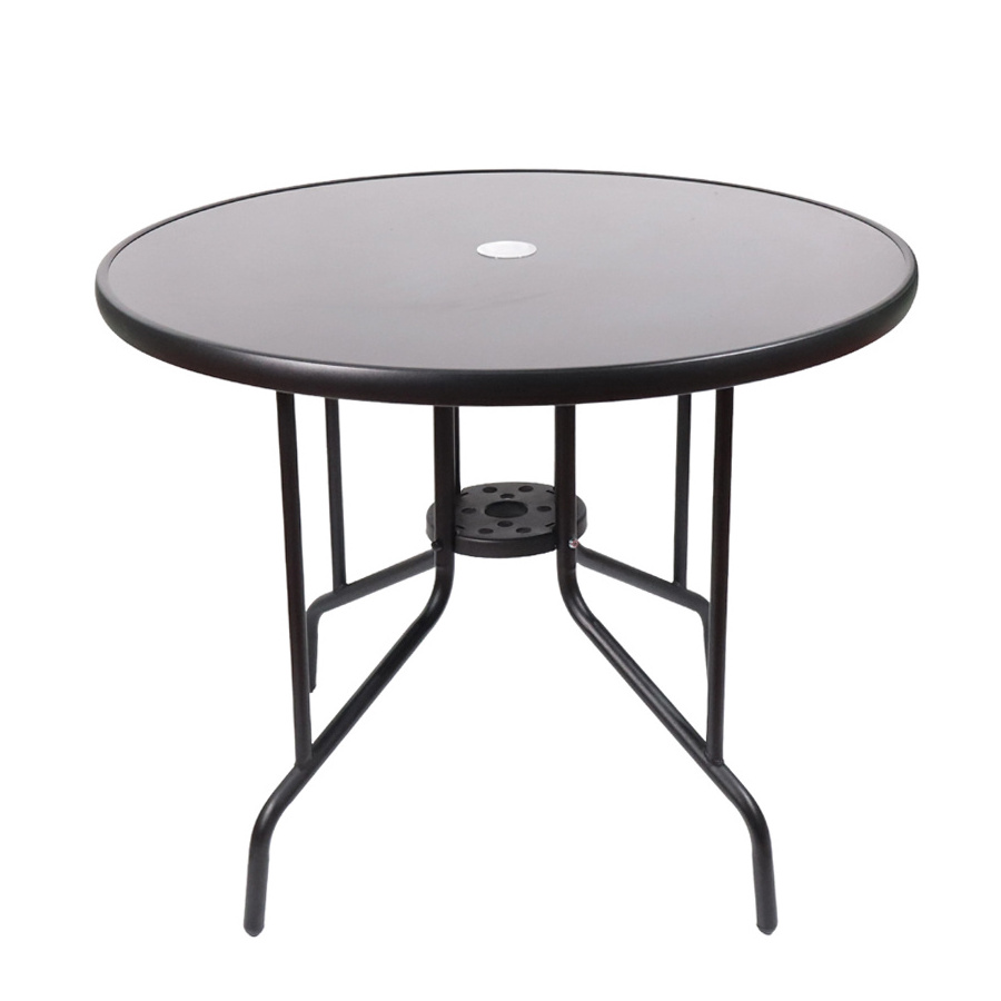 High quality morden round patio side table glass coffee umbrella table