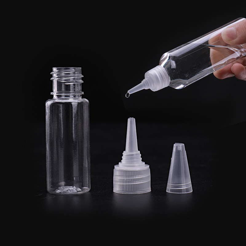 2020 The Prevailing Trend Pocket Size Plastic PET Pointed Hair Oil Nozzle Clear Squeeze Bottles With Twist Caps