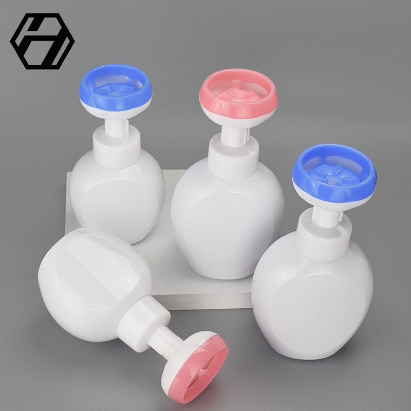 Cosmetic Hand Sanatizer Packaging 300ml PET Flower Shaped Bubble Kids Hand Soap Hand Wash Dispenser Plastic Foam Pump Bottles