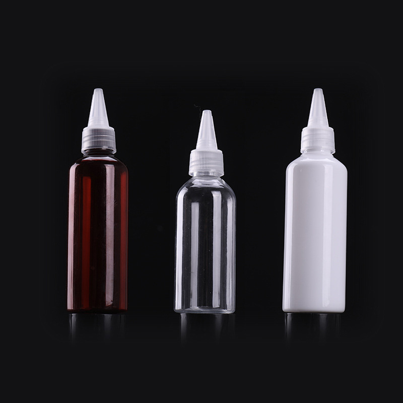 2020 The Prevailing Trend Pocket Size Plastic PET Pointed Hair Oil Nozzle Clear Squeeze Bottles With Twist Caps