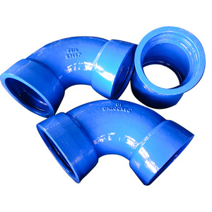 ISO2531 DN80 DN125 DN1400 Ductile Iron Pipe Fitting Double Flange 45 90 degree Elbow Bend for Water