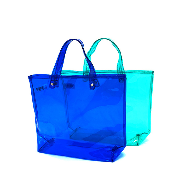 Custom Colorful waterproof printed Logo eco high quality transparent beach clear shopping little neon pvc tote bag