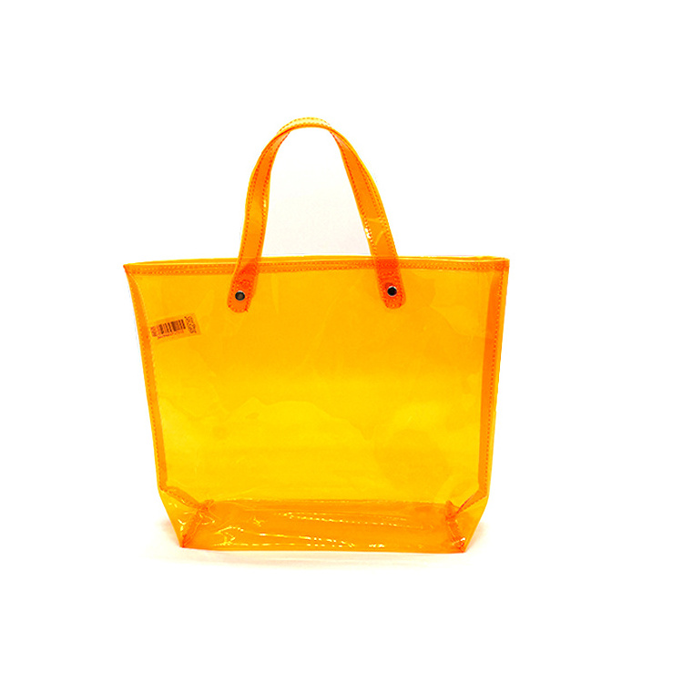 Custom Colorful waterproof printed Logo eco high quality transparent beach clear shopping little neon pvc tote bag