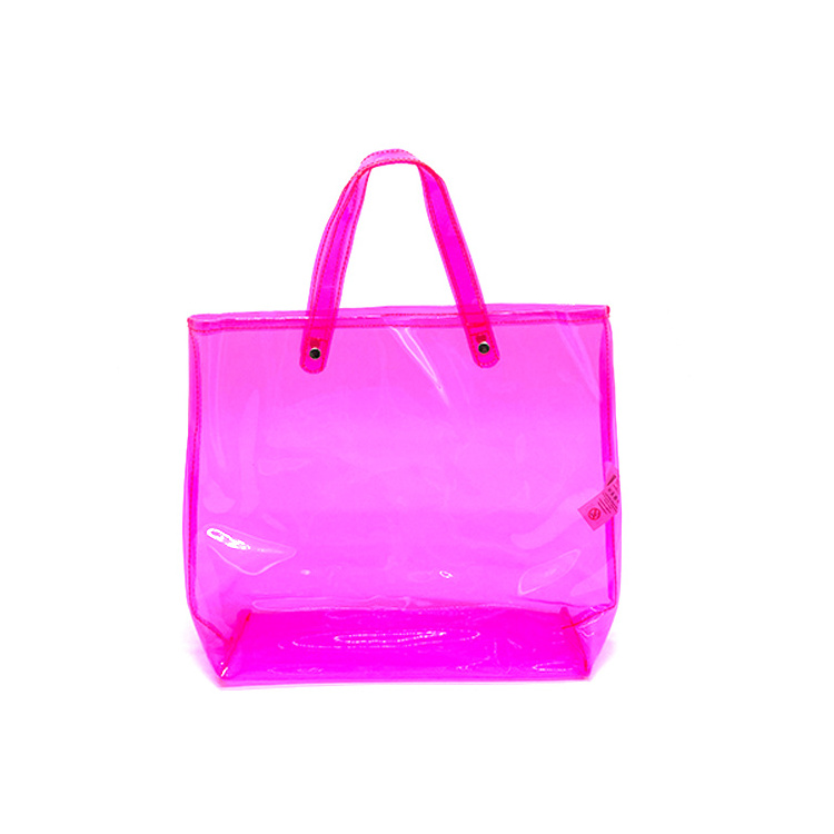 Custom Colorful waterproof printed Logo eco high quality transparent beach clear shopping little neon pvc tote bag