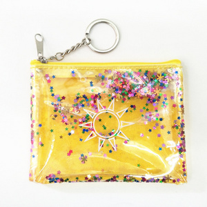 Wholesale promotional gift spangles pvc glitter transparent coin purse