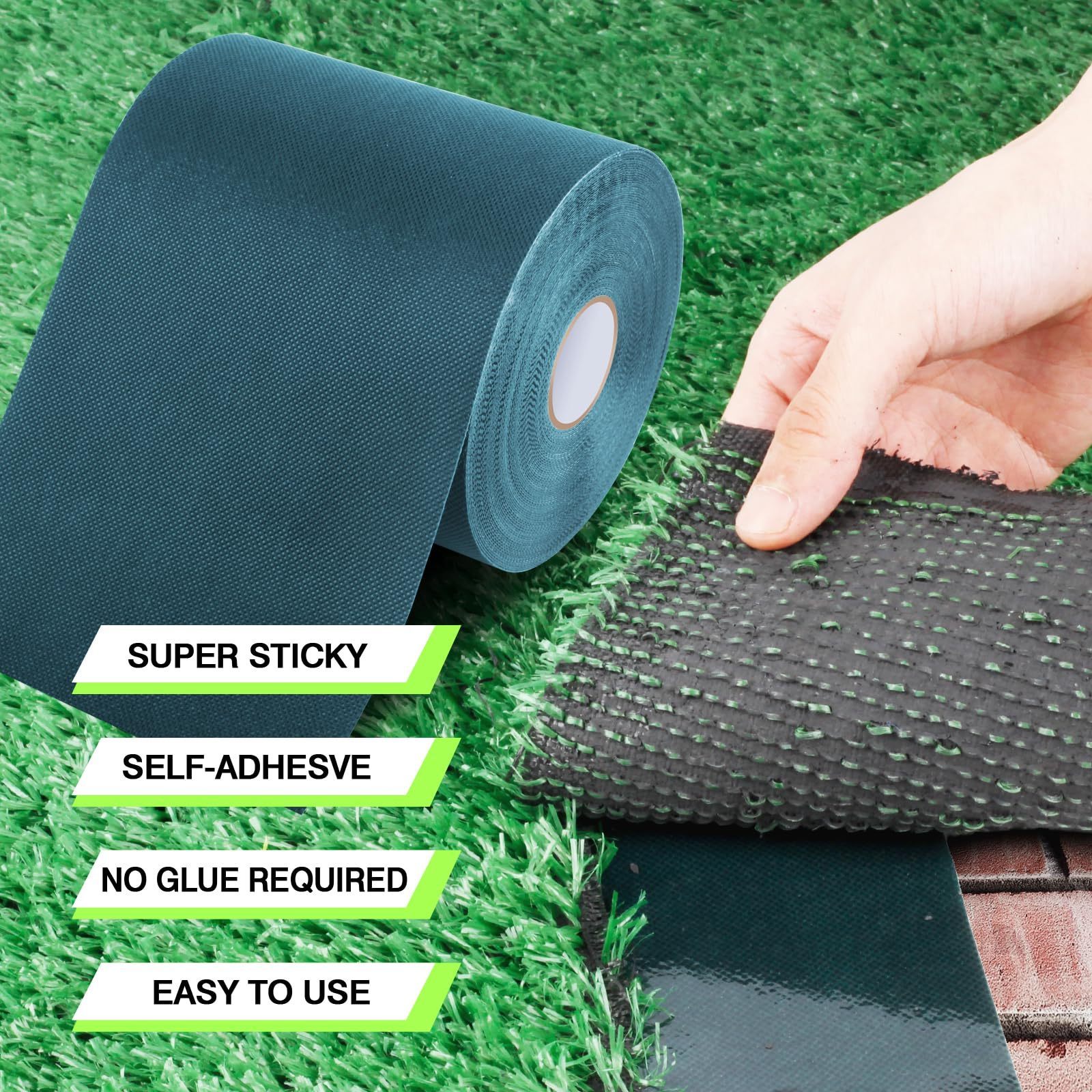 Turf Tape Artificial Grass Self Adhesive Synthetic Turf Seaming Tape for Jointing Garden Lawn, Connecting Pet Rug, Outdoor Grass